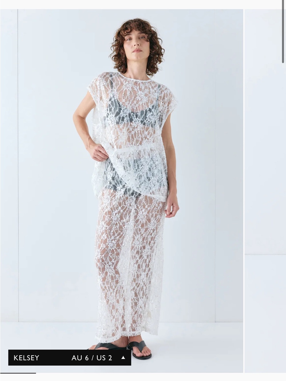 VRG GIRL Devyn Sequin Midi Skirt White